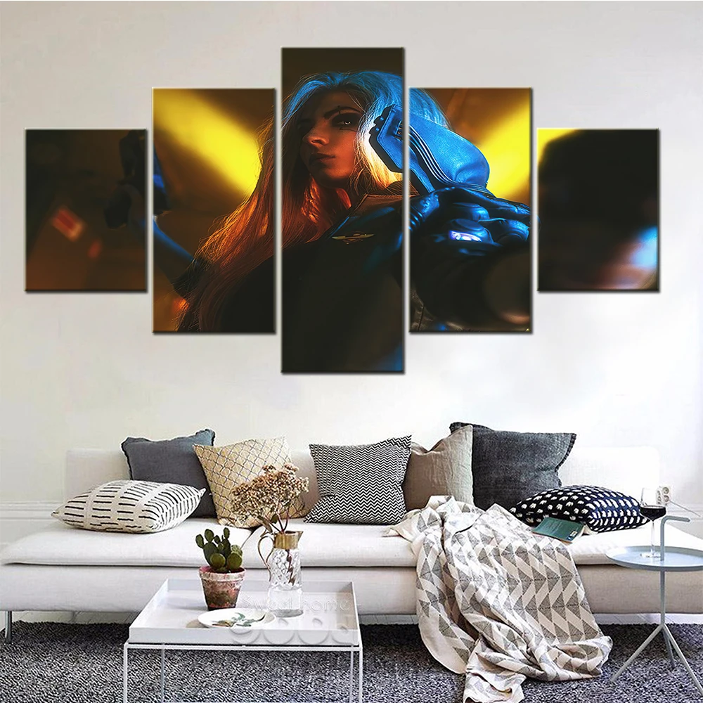 Картина на холсте 5 шт. киберпанк девушка постеры в стиле Косплей эстетические