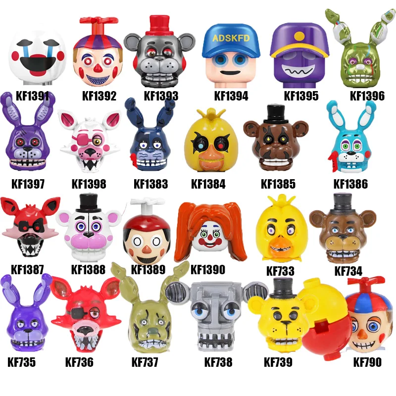 

2021 Building Blocks Five Nights Cartoon Anime No Face Man Ballonboy Chica Foxy Spintraft Bunny Figures For Children Toys