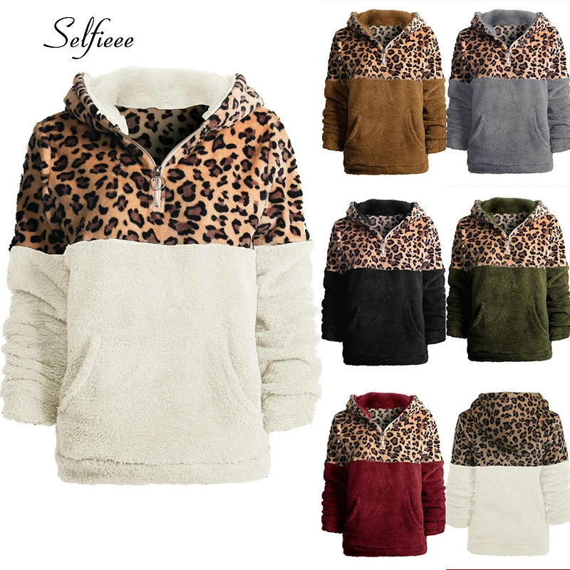 

Winter Coat Women Hoodies Fleece Sweatshirts Top Autumn Winter Jacket Outwear Leopard Chaquetas Mujer Pull Sudadera Mujer