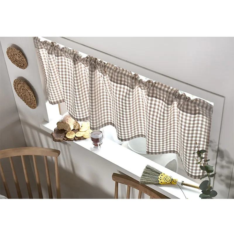 kitchen short curtain road pocket curtain for cabinet door half curtain bay window plaid drapes cafe living room home decor free global shipping