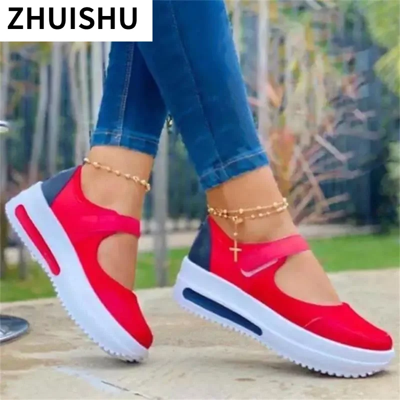 

Platform Shoes for Women 2021 Summer Wedge with Baotou Casual Women Shoes PU Buckle Round Head Comfortable Women's Casual Shoes