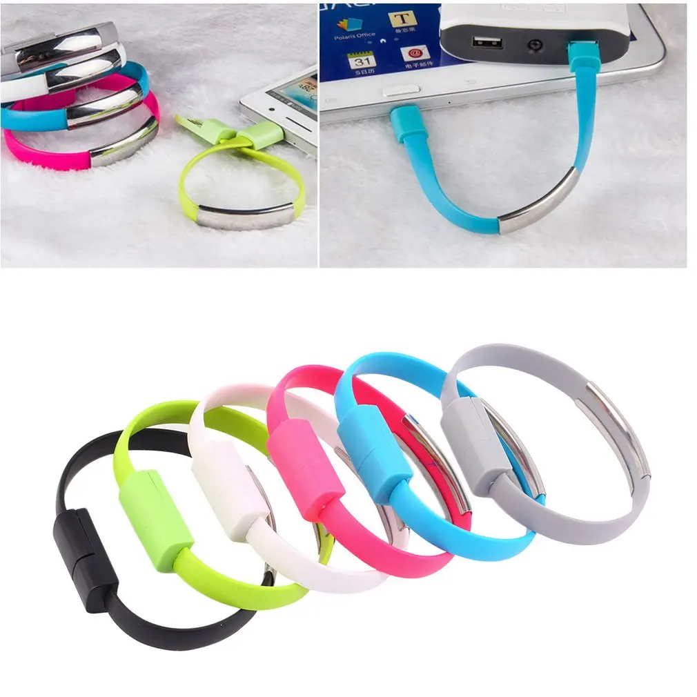 Лидер продаж! 22 см Портативный Usb кабель лапша на запястье Micro USB зарядное