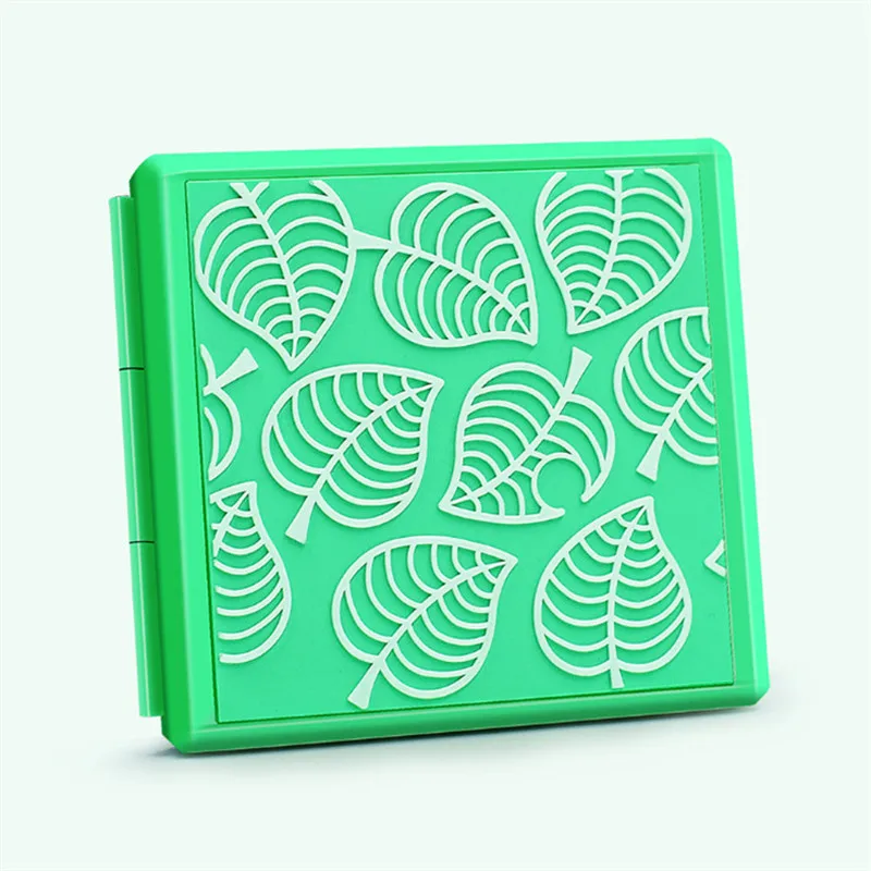 

Fast Delivery Animal Crossing Cartoon Green Leaves Small Fashion Portable Storage Card Box With 12 Position Boys Girl Men Women