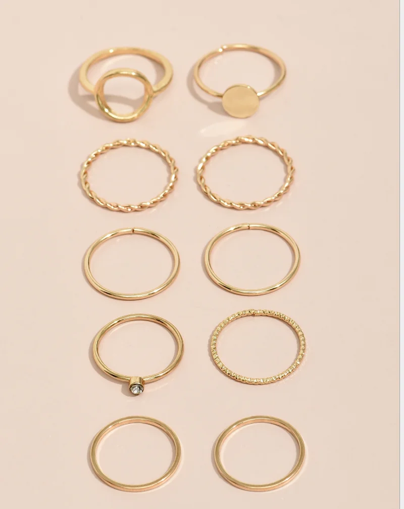 

Simple10 Pcs/set Geometry Rings Set for Women Jewelry Korean Version Joint