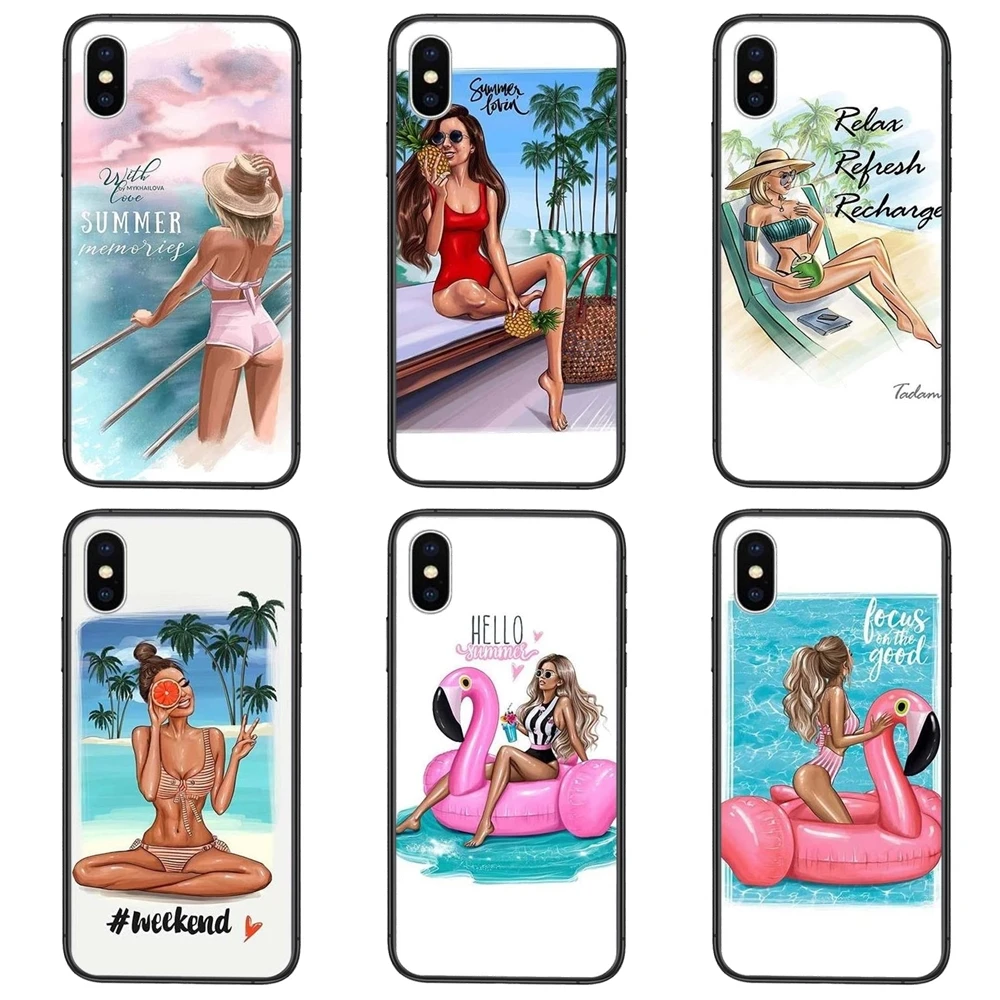 Модная богиня женская летняя пляжная для Huawei P50 P40 P30 Lite P Smart Z 2019 2020 2021 черная