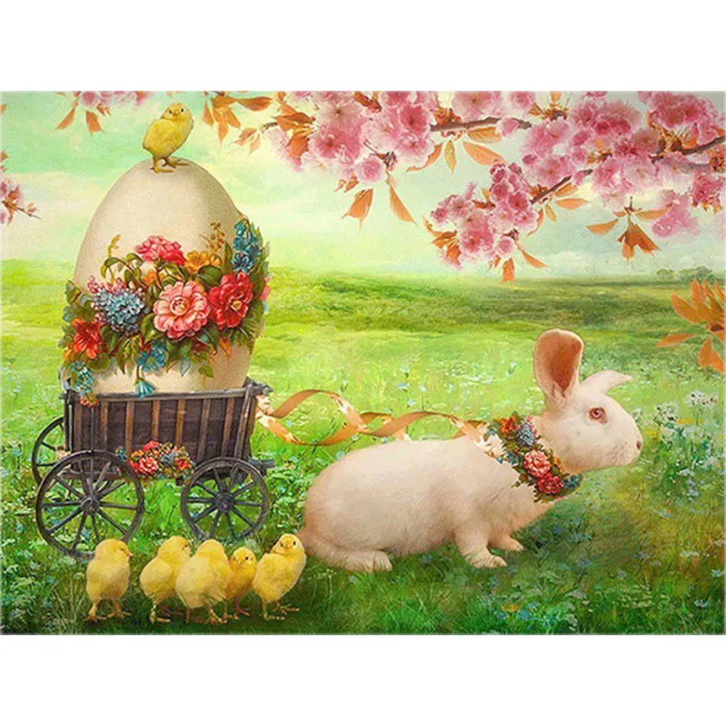 

Full Square Round 5D DIY Diamond Painting Rabbit Animal Diamond Embroidery Wreath Chick Handcrafts Crystal Home Decor Gift Z49