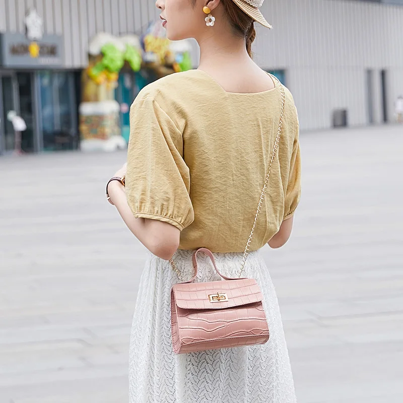

Women'S Shoulder Bag Spring New Solid Color Crocodile Pattern Handbag Classic Fashion Korean Women'S Messenger Bag H081