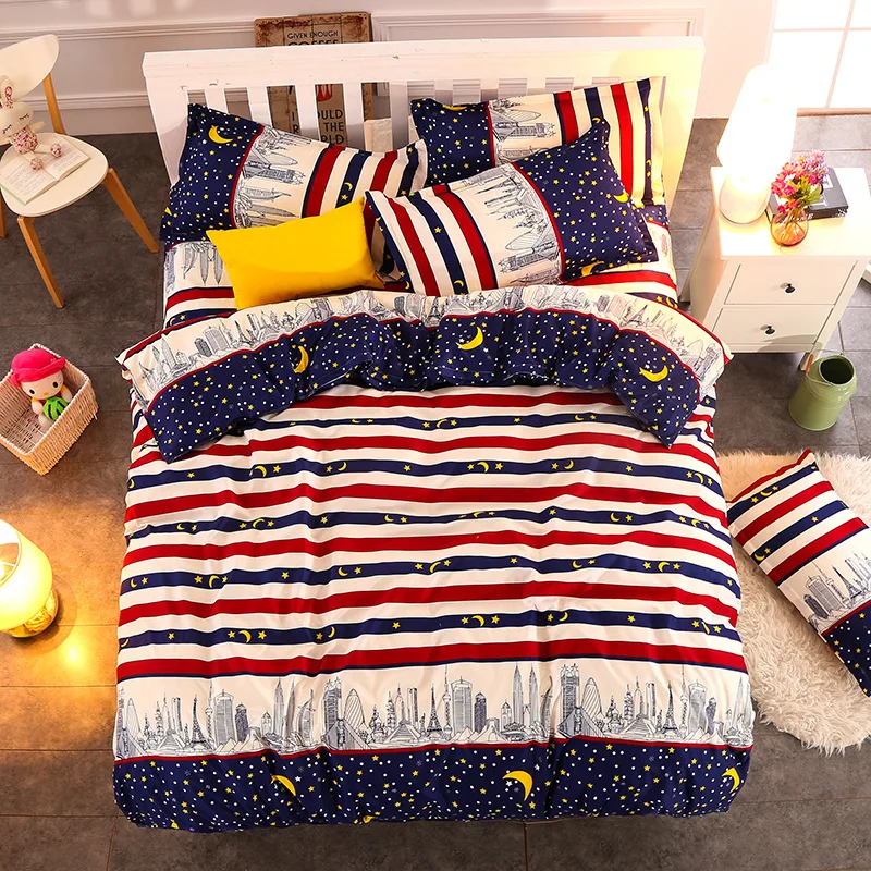 Комплект постельного белья в деревенском стиле 4 шт. хлопковый лист милый розовый