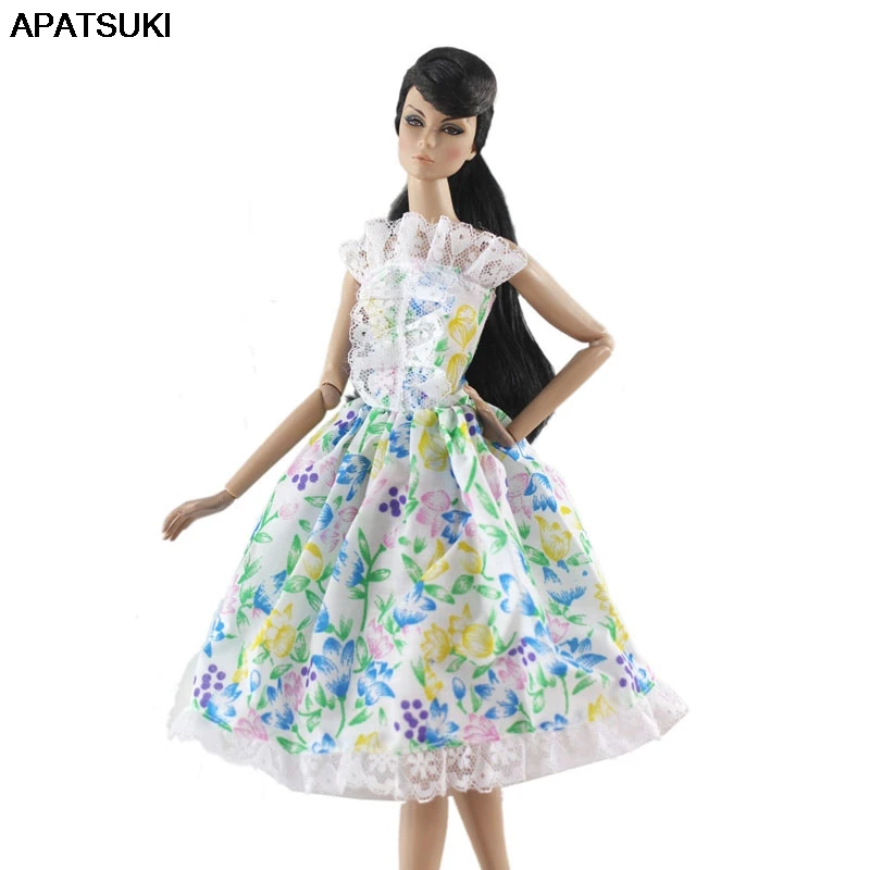 Цветочная кружевная кукольная одежда для куклы Барби платье короткие платья