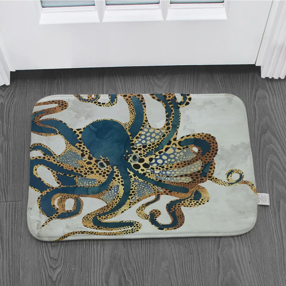 Новый нескользящий ковер коврик с принтом морской жизни пол для ванной комнаты