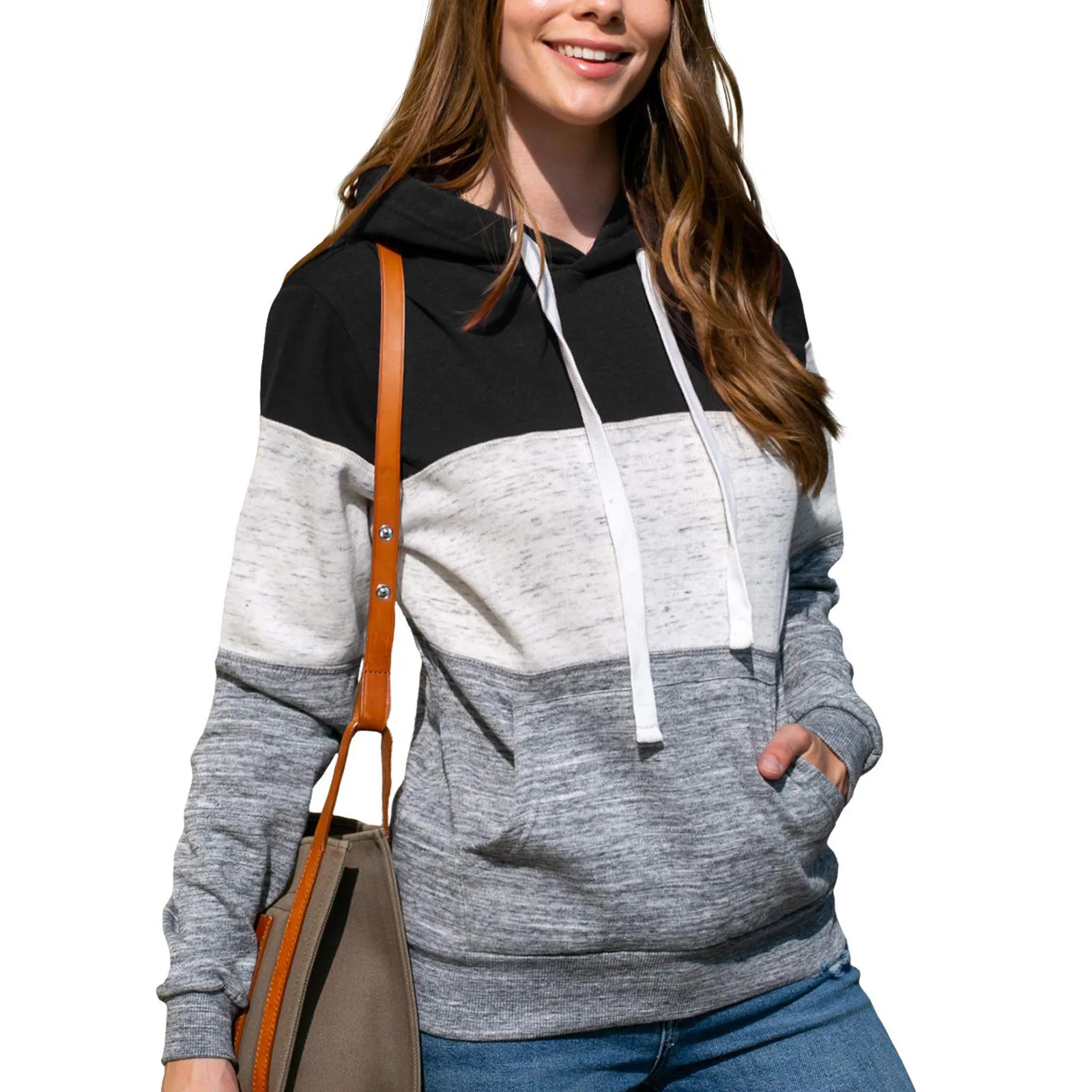 Fashion Womens Casual Hoodies Sweatshirt Patchwork Ladies Hooded Blouse Pullove Las Mujeres Sweetshirts Спортивный Костюм Женск