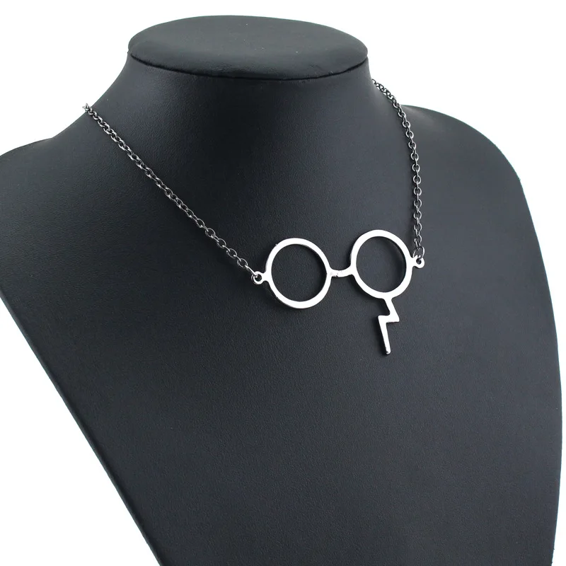 Ожерелье с подвеской очки кастрюли гекс Молния Шрам Длинная цепочка в