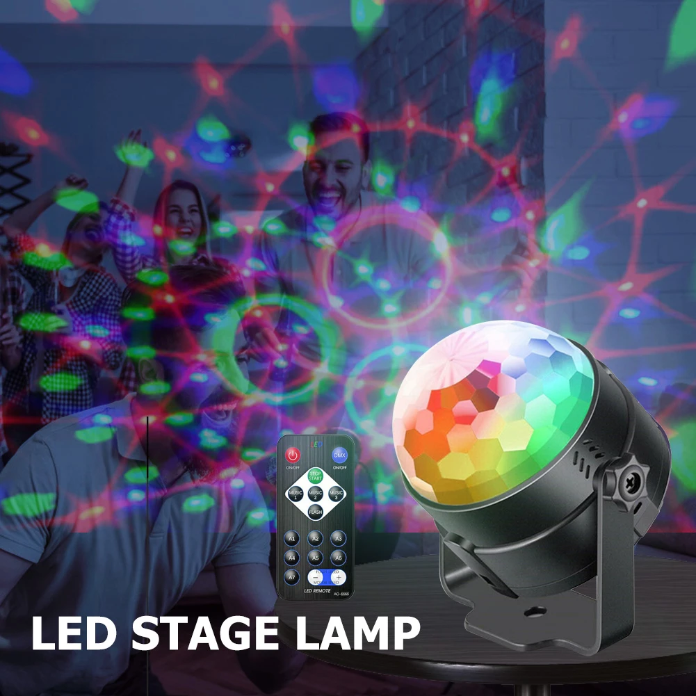 

3 Modes Rotating Disco Ball Light 3LED RGB Remote Control DJ Stage Dance Lamp Effect Lighting Lamp Bulb Party