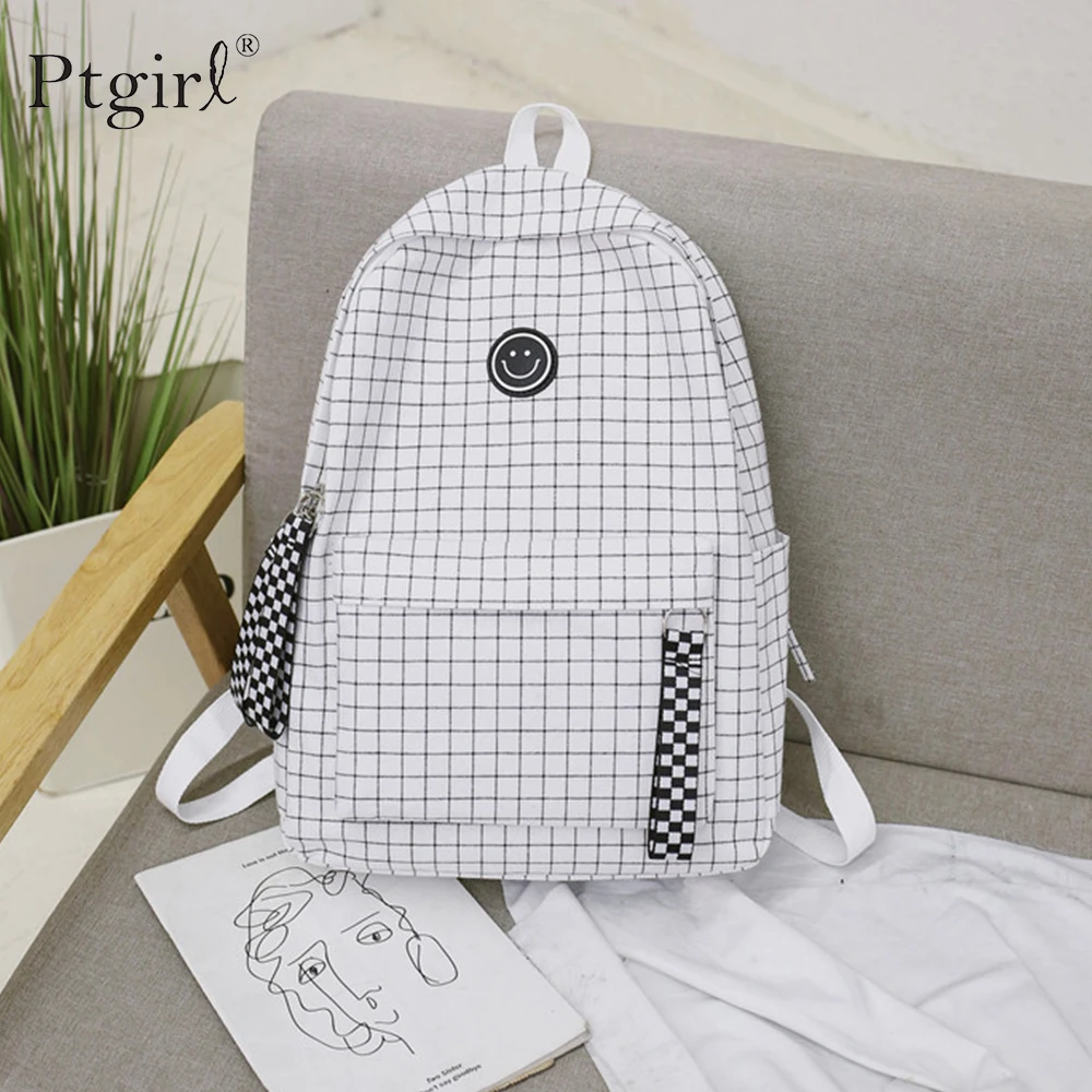 Харадзюку короткий сетчатый Рюкзак белый черный женский дорожный рюкзак с