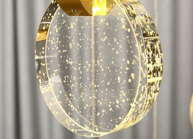 

Staircase lamp long chandelier luxury crystal lamp loft duplex chandelier villa hotel modern staircase round LED decorative lamp