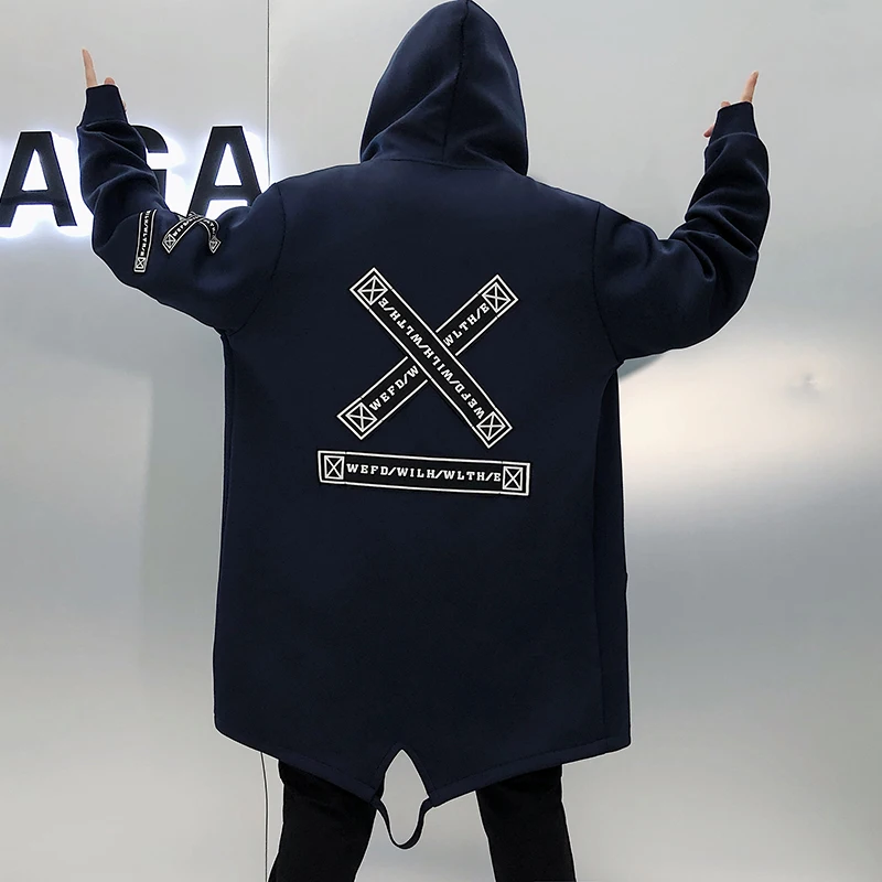 Северная зимняя куртка Мужская Тренч длинное пальто Паровая панк молния лицо