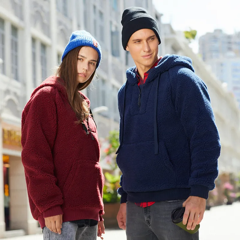 

Ymwmhu Solid Fleece Men's Hoodies Fashion Loose Autumn and Winter Hooded Sweatshirt Unisex Casual Women Hoodie Euro Size
