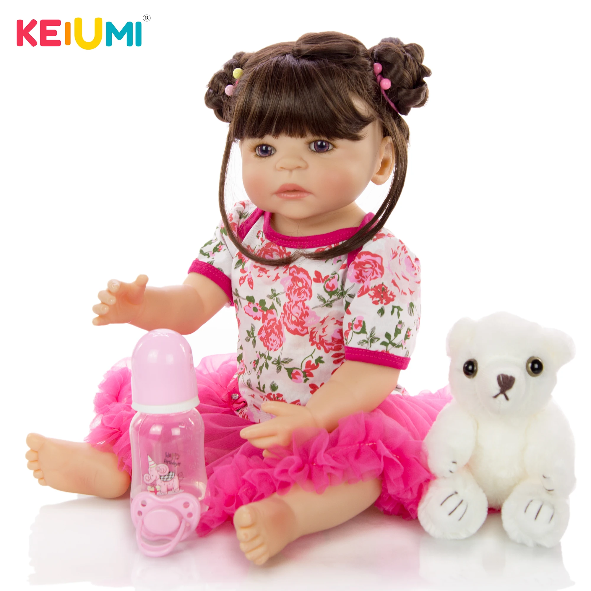 KEIUMI Реалистичная кукла для новорожденной девочки 22 дюйма полностью силиконовый