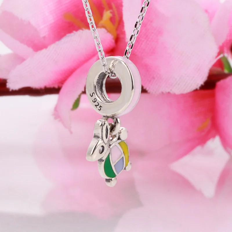 

New Real 925 Sterling Silver Pendant Beads Colorful Enamel Rabbit Dangle Charms Fit Original Pan Bracelet For Women DIY Jewelry