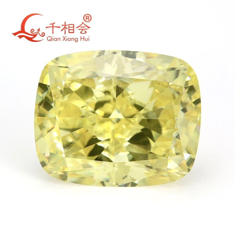 yellow color 10*12mm long  cushion shape  brilliant crushed ice cut  cubic zirconia loose stone cz stone