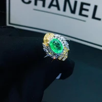 925 silver inlaid natural emerald ring the woman ring birthday anniversary gift 6mmx8mm