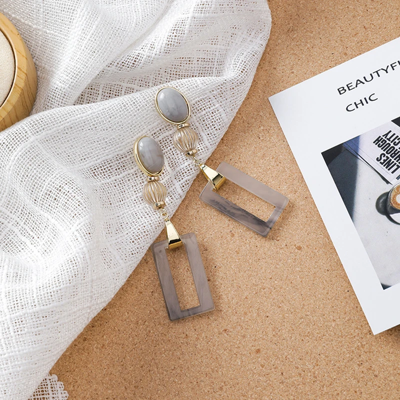 Винтажные прямоугольные геометрические модные висячие серьги массивные длинные
