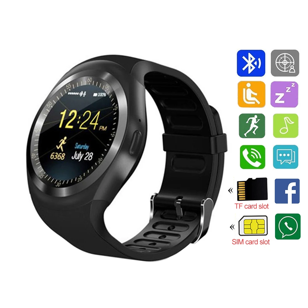 Смарт-часы Y1 женские для фитнеса с Whatsapp водонепроницаемый IP67 Smartwatch камера TF карта
