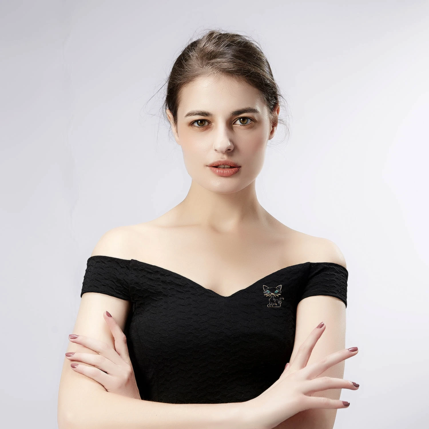 Броши-кошки Rinhoo с мультяшными животными забавные винтажные стразы кошка рубашка