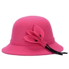 Женская фетровая шляпа в европейском и американском британском стиле, теплая шапка из искусственной шерсти на осень и зиму, модная шапка с листьями и цветами