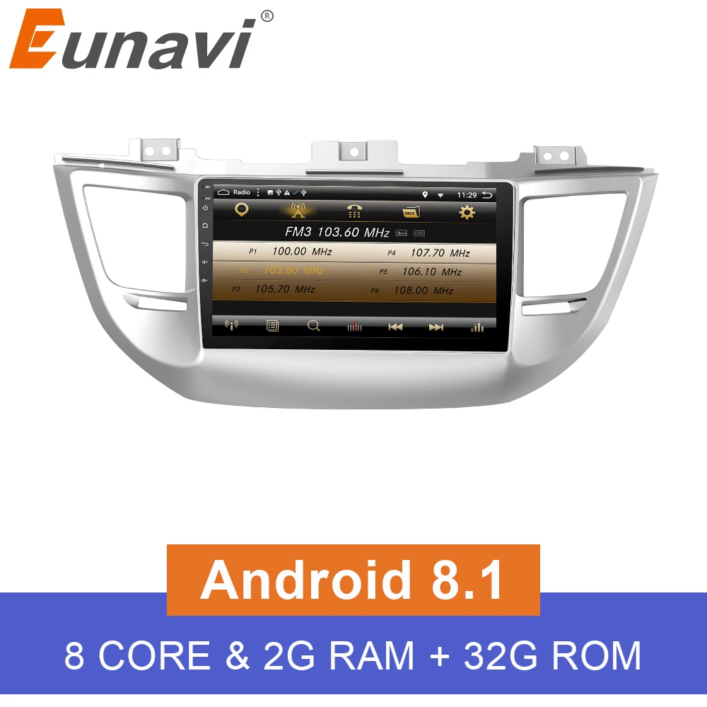 Eunavi ips 2G + 32G Octa 8 core android 1 автомобильный dvd для hyundai Tucson/IX35 2016 2017 мультимедиа Радио gps