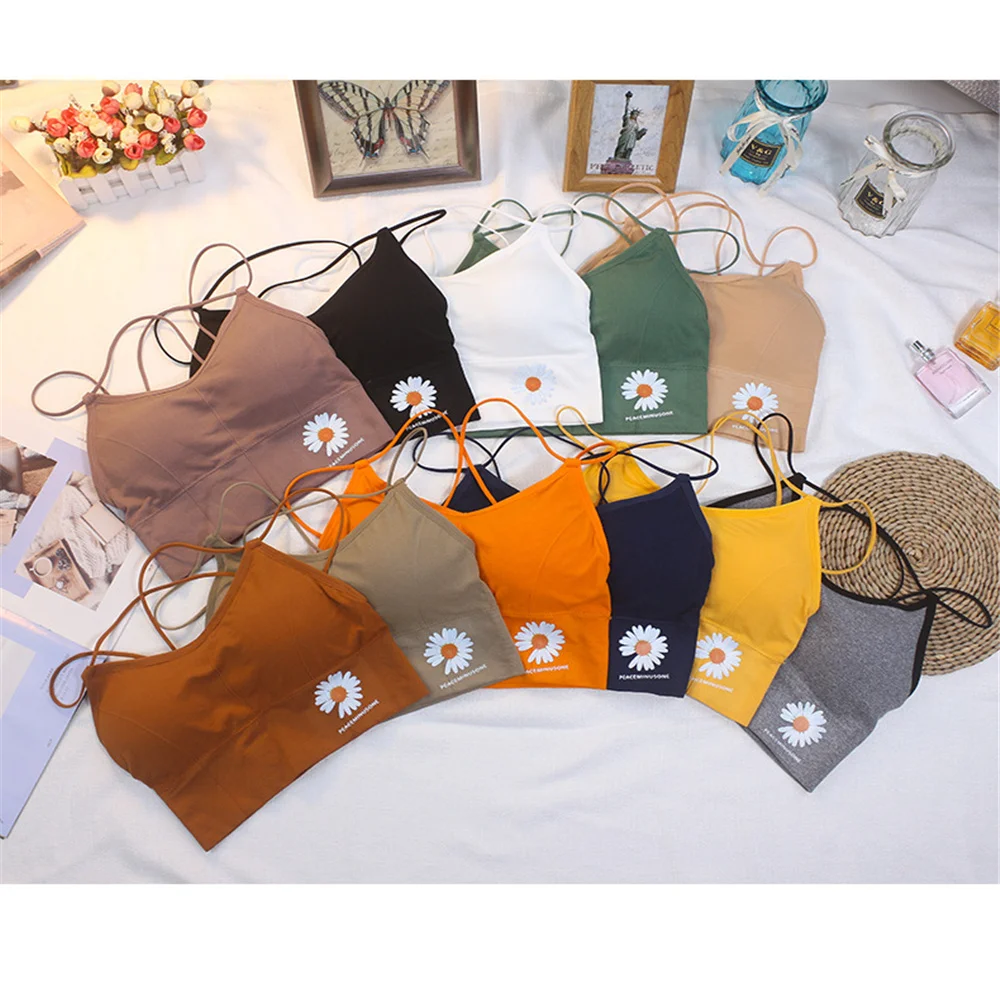 

DAILOU U-shaped Back Bra Tube Top Women Crop Top Daisy Pattern Sexy Lingerie Bra Sports Seamless Lingerie Fashion Streetwear