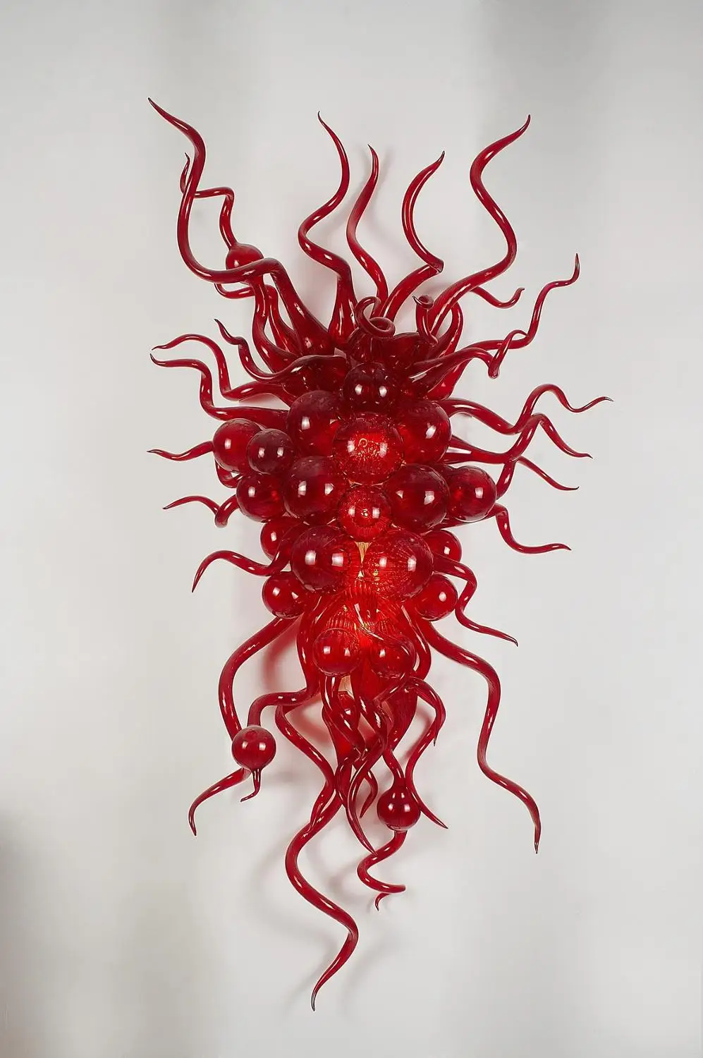 

Small Size Customized Blown Glass Red Wall Lighting Modern Art Deco Flower Shape