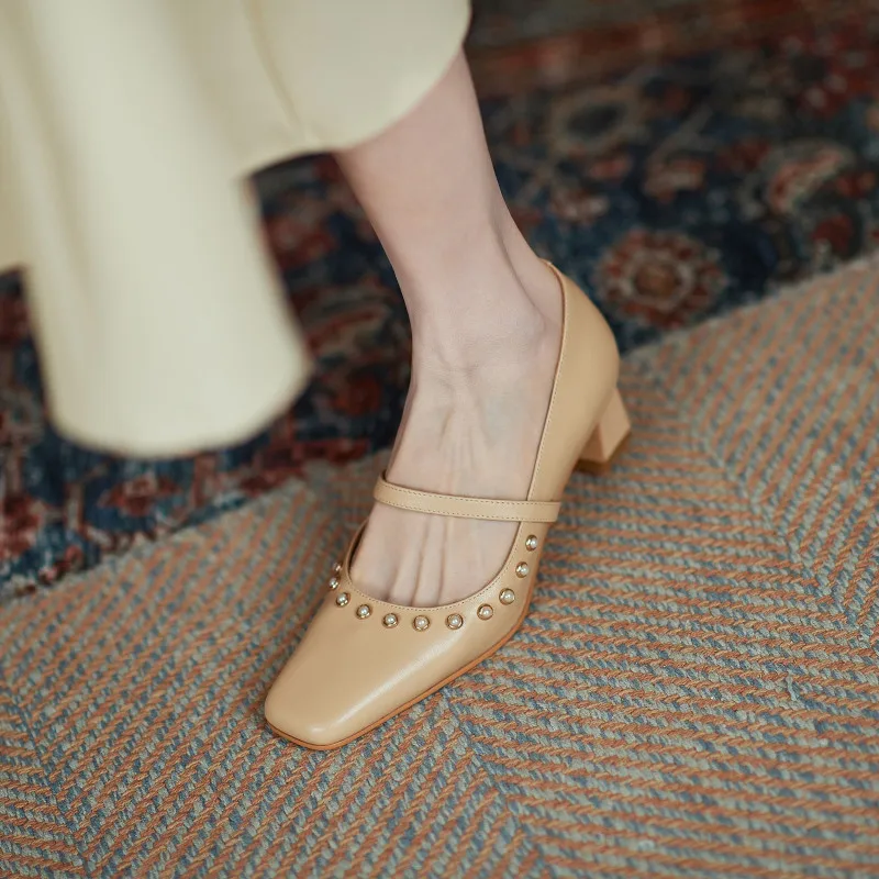 

Asumer 2021 New Arrive Pumps Women Shoes Pearl Square Toe Slip On Mary Jane Shoes Elegant Casual Party Wedding Shoes Women