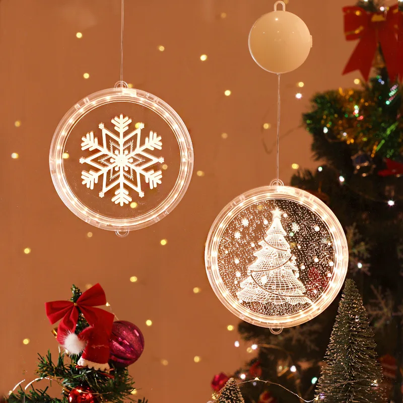 

2022 Christmas Lights 3D Hanging Lights Christmas Decorations Home Party Xmas Supplies Santa Bell Snowman Christmas Tree Shape
