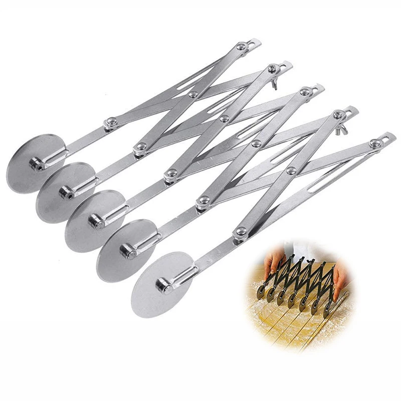 

Dough Cutter Stainless Steel Bakeware Pastry Tools Dough Divider Flexible Roller Rounder Blade Pizza Dough Cutter