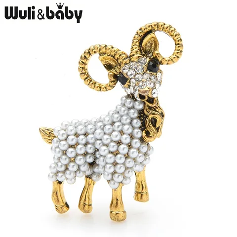 Броши Wuli&baby с жемчугом и козой
