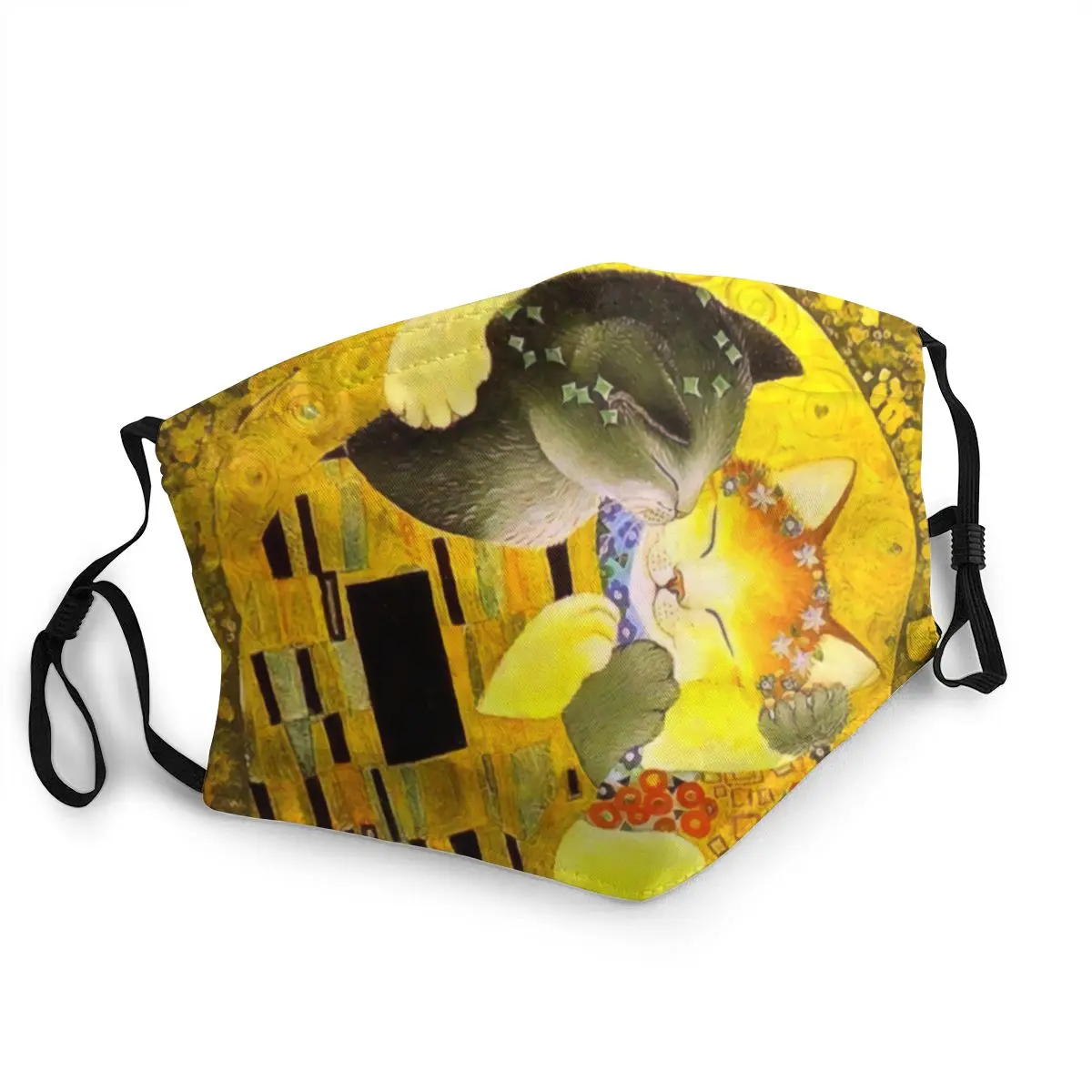 

Pet Cat The Kiss Reusable Adult Mouth Face Mask Gustav Klimt Art Anti Dust Protection Cover Respirator Muffle