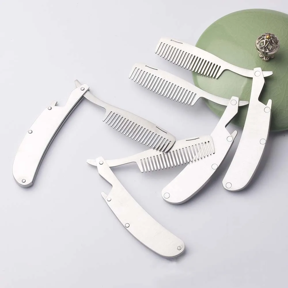 Расческа для волос новый мужской специальный складной расческа из нержавеющей