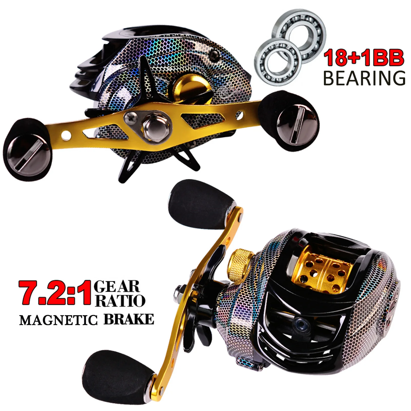 

18 + 1 подшипник, Рыболовная катушка для заброса приманки, высокоскоростная 7,2: 1 Рыболовная катушка, литая наживка, левая/правая ручка, рыболов...