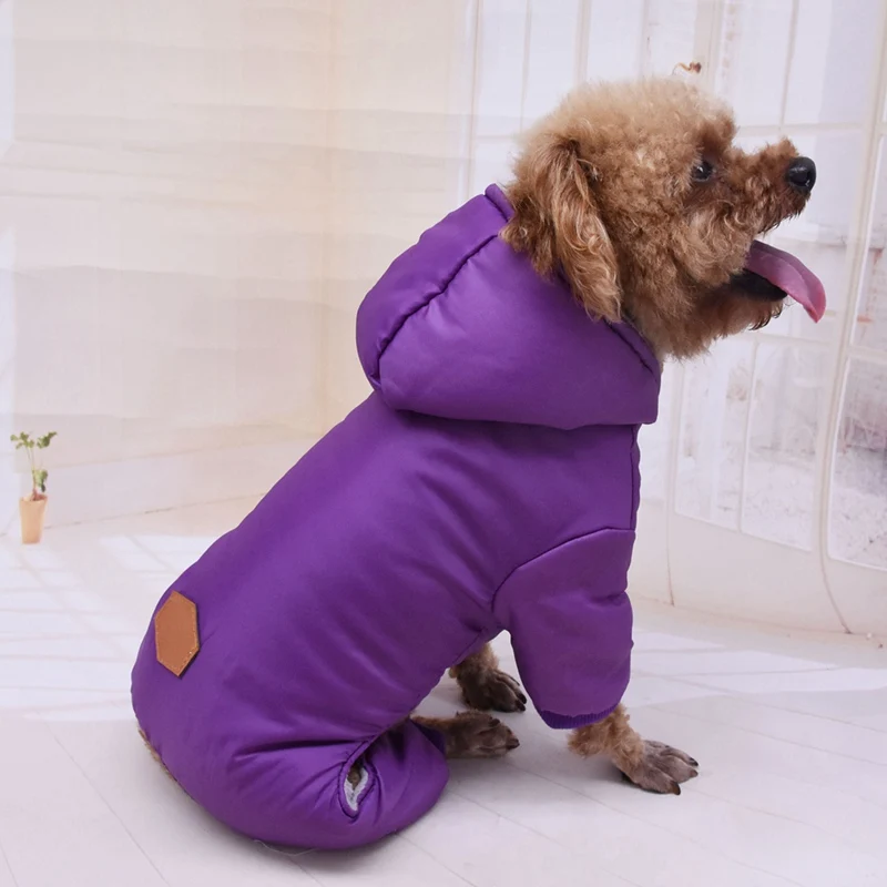 S-XXL мягкий, флисовый, для собаки комбинезон маленькая собака щенок пальто костюм для животных 4 брюки с широкими штанинами ветрозащитная теплая толстовка с капюшоном для собаки, Костюмы зимнюю одежду для собак