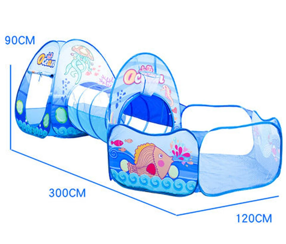 

3Pcs/Set Children Tent Kids Tipi Play House Toy Ball Pool Balls Pit with Crawling Tunnel Portable Tent for Kids Pop Up Teepee