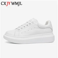 cxjywmjl genuine leather women platform sneakers autumn fashion sports little white shoes ladies vulcanized shoes large size 42
