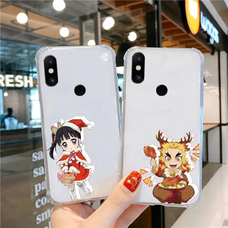 

Christmas Demon Slayer Phone Case Transparent For Xiaomi CC 9 11 MAX3 Mix3 MIX2 6X 8 5x 10S 11 10 X SE lite Pro