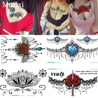 1pc large temporary tattoo sticker 2413 8cm full flower necklace chain animal water transfer body fake tattoo ra021