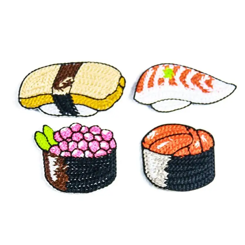 Вышитые нашивки для суши с лососем 4 шт. аппликация утюга ручная работа товары
