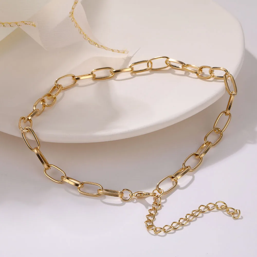 DAXI Trendy Gold Color Chain Necklaces For Women Punk Collar Boho Chokers Necklaces For Women Jewelry Aesthetic Thick Necklace images - 6