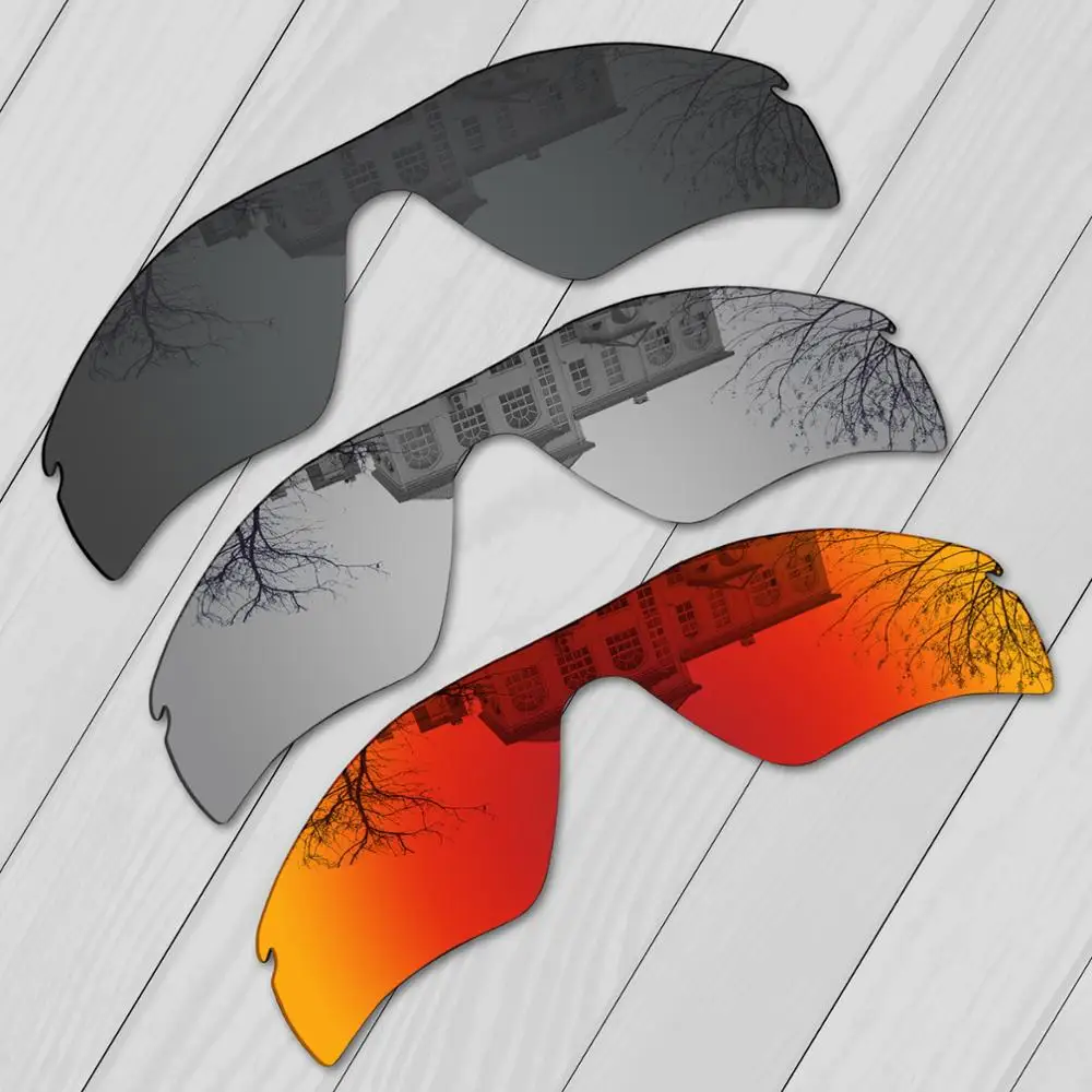 E.O.S 3 Pieces Black & Silver & Fire Red Polarized Replacement Lenses for Oakley Radar Path Sunglasses