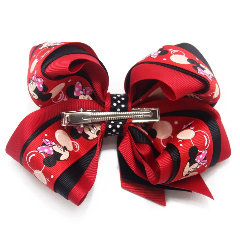 Brand new 5 inch Minnie Mouse Cartoon Ribbon Hairpins Girls Hair Clips Handmade Bows Accessories | Детская одежда и обувь