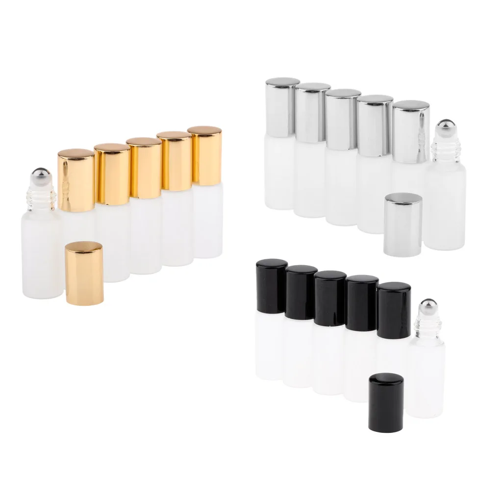 

5ml Essential Oils Roll on Bottles Set with Stainless Steel Balls, 6 Pack