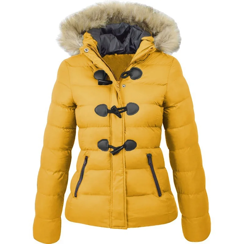 

Женская международная торговля, осенне-зимняя хлопковая одежда, короткое теплое пальто с капюшоном, декоративное корейское приталенное па...